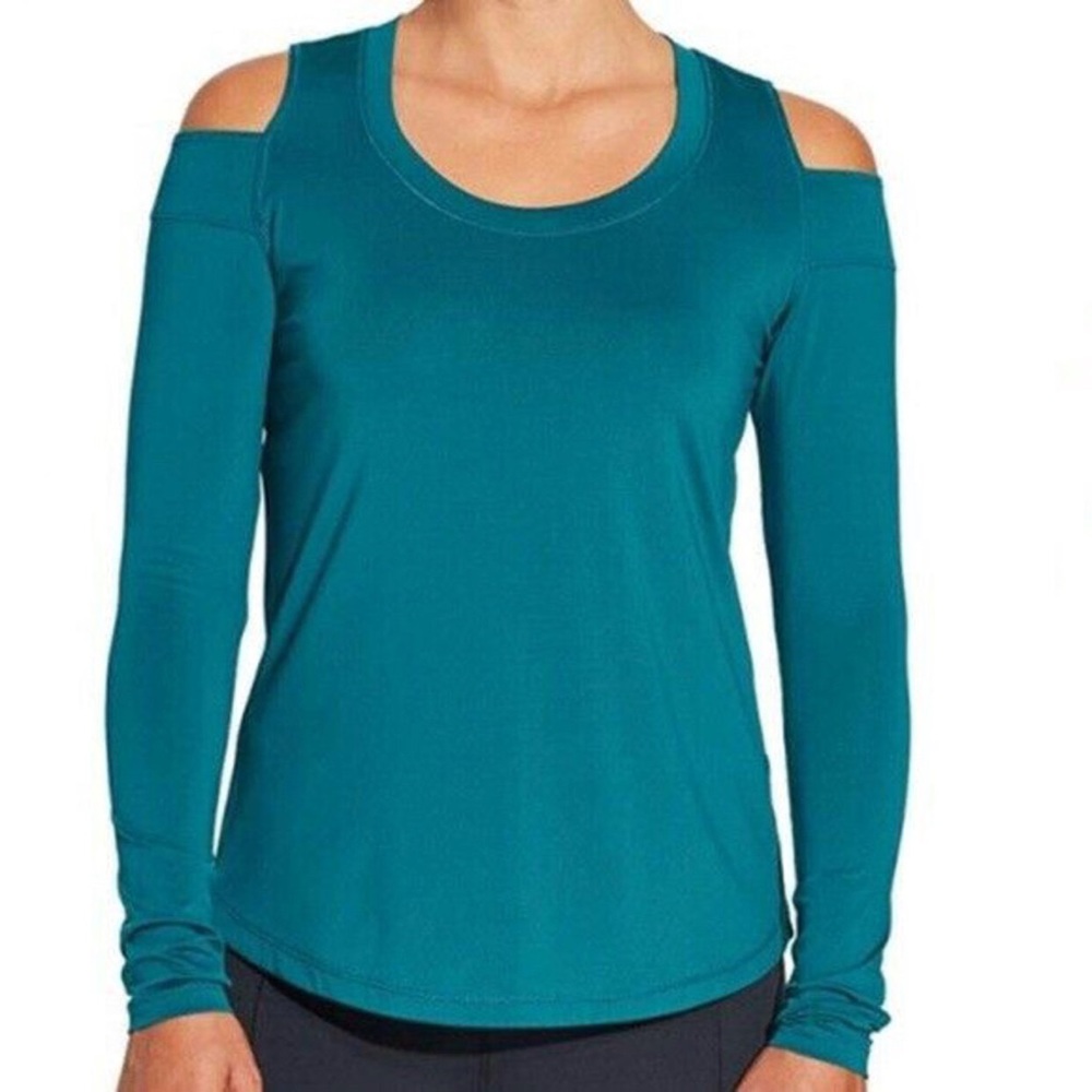 CALIA Carrie Underwood Brand Top Cold Shoulder Shirt XL Blue Long Sleeve